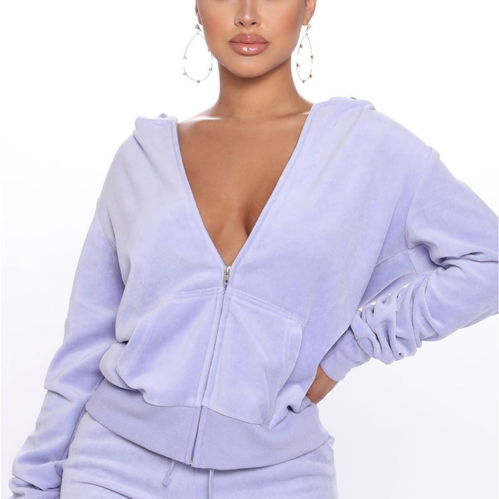 Fashion Nova Lavender Zip-Up Hoodie for Women Size M